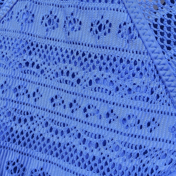 NWT Becca by Rebecca Virtue Show & Tell Plunge Blue One Piece Swimsuit M Crochet - Picture 6 of 12